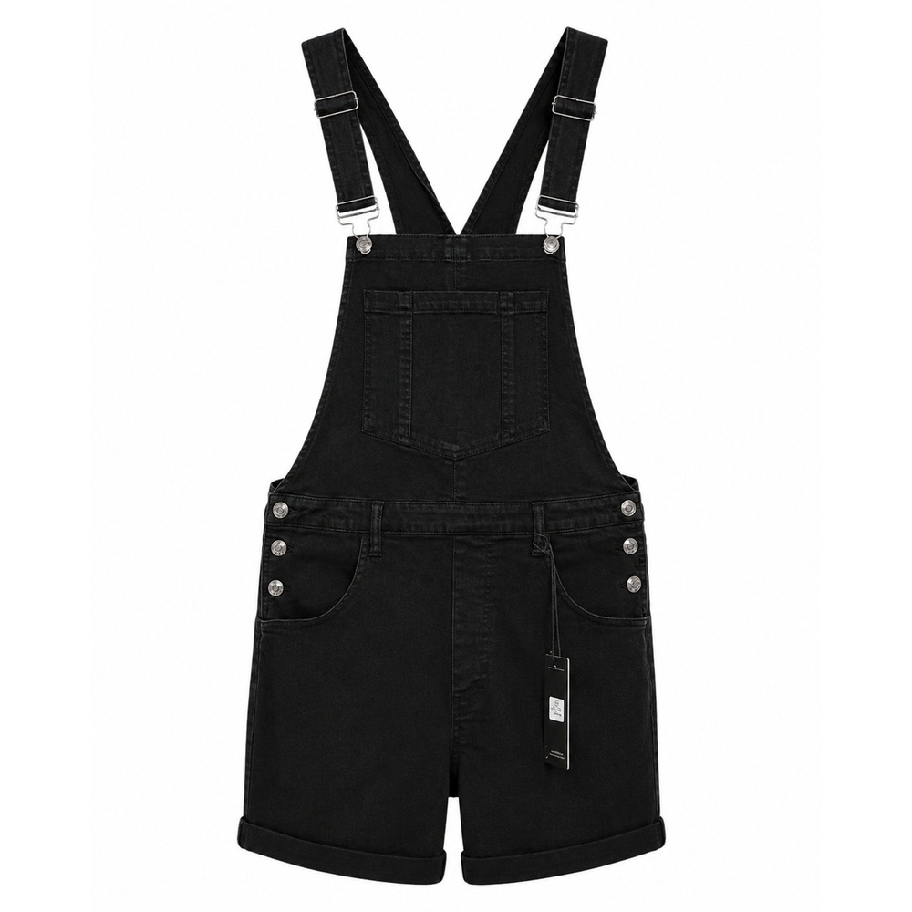 Studio Blue Oakley Easy Shortall Black Denim Overalls Size M NWT